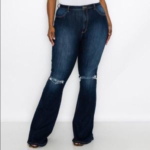 🔥Plus Size Curvy Flare Dark Denim Jeans 💕✨HOST PICK💕✨